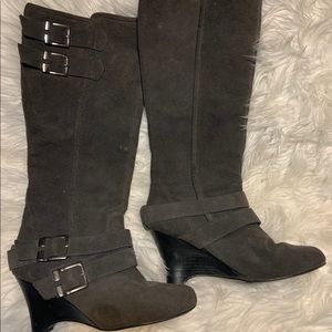 Naughty Monkey gray tall leather boots! Like new!
